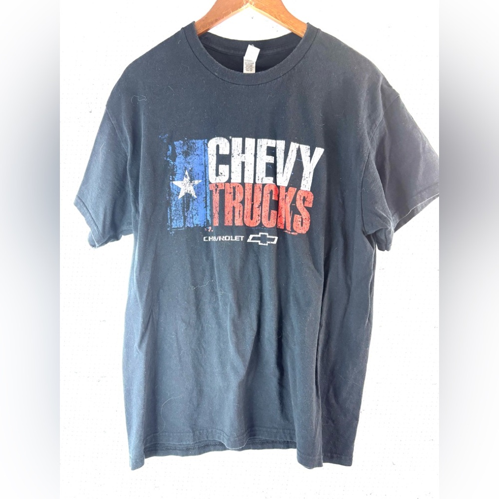 Chevy Trucks L Men’s Grunge Spellout Black T-Shirt